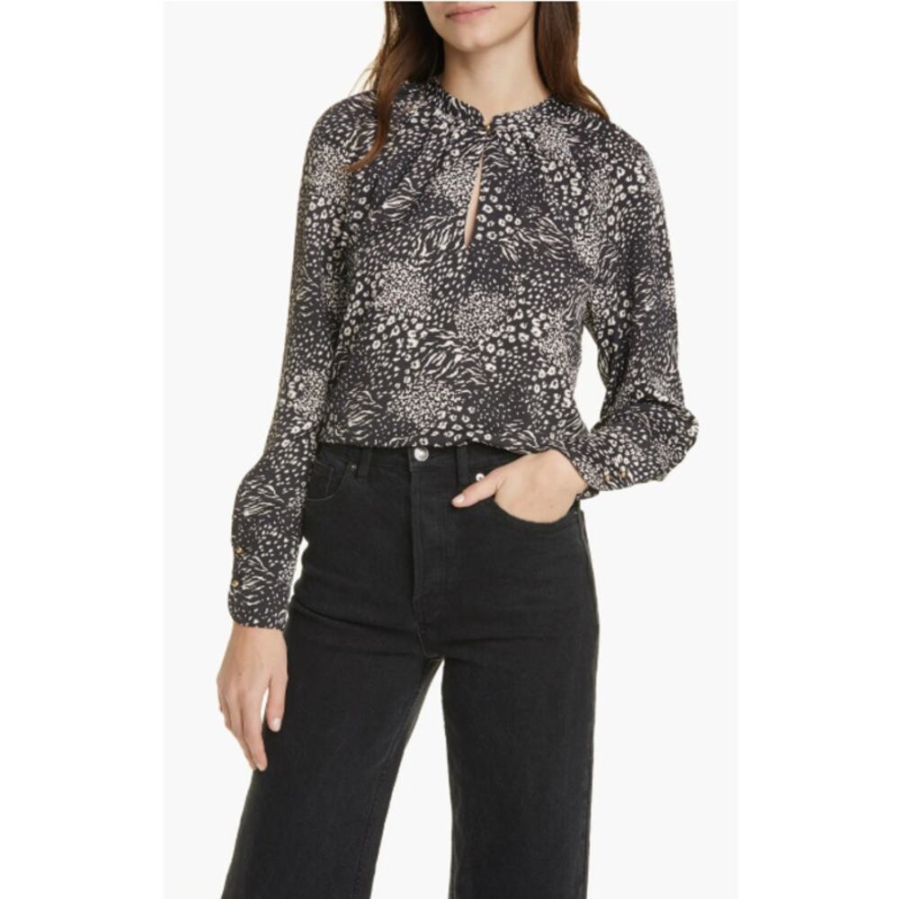 Joie Shauna Mixed Animal Print Blouse size Small